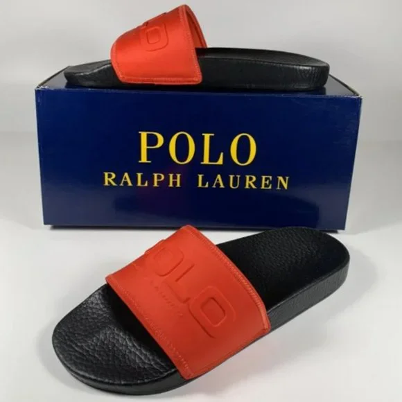 POLO Ralph Lauren CAYSON SPELL OUT SLIDES Red/Navy Sz 13 s-l400.jpg main image 4